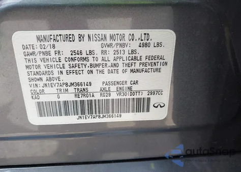 2018 Infiniti Q50 3.0T Luxe из США, поврежденный, VIN JN1EV7AP8JM366149